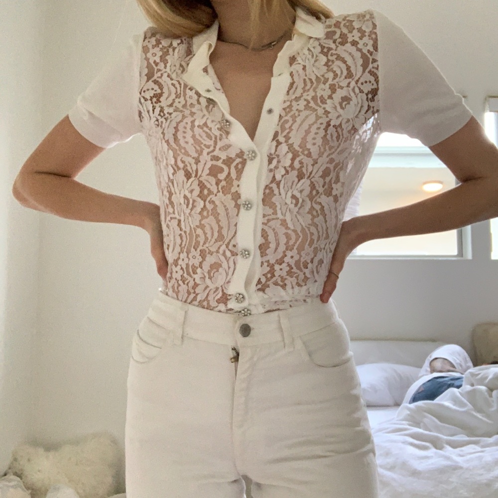 Dolce and Gabbana sheer lace blouse